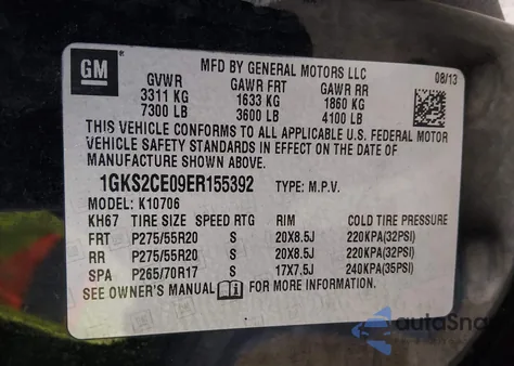 2014 GMC Yukon Slt from USA, damaged, VIN 1GKS2CE09ER155392